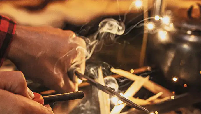 hot tent with open fire or stove for heat and cooking