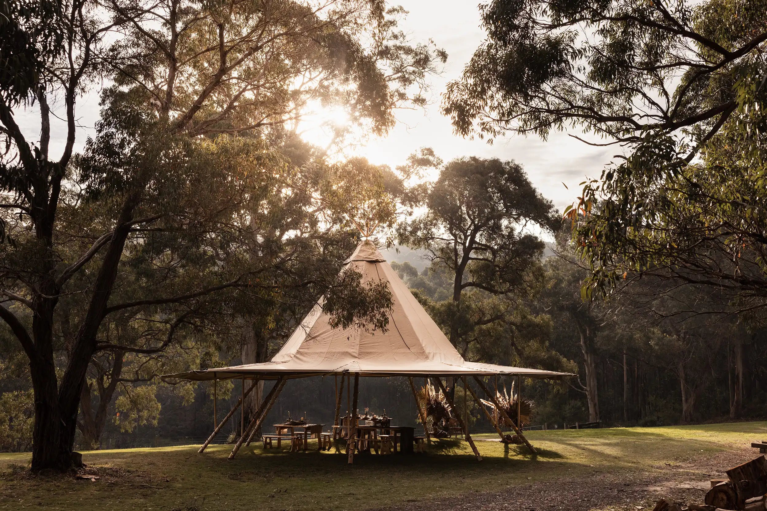 Stratus 72 canvas event tent with raised walls for open space Nordic tipi Tentipi