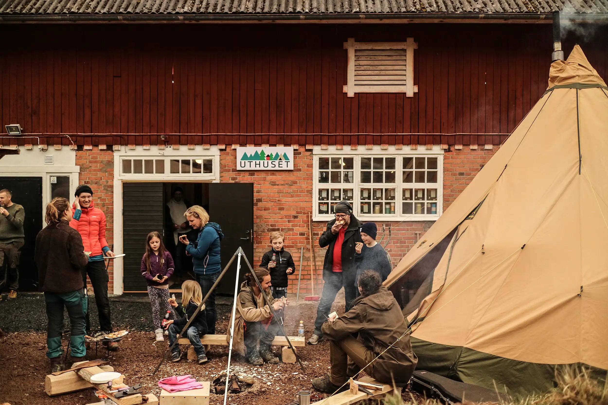 The Way Out at Uthuset with large cotton polyester canvas camping tent with stove