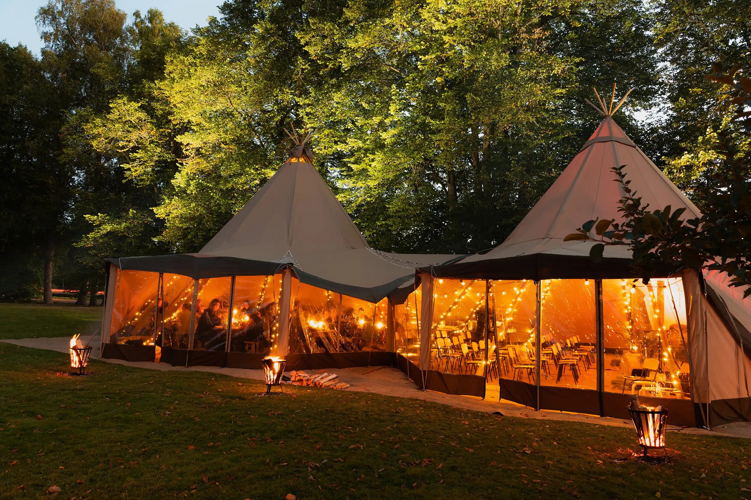 Private gathering in event tents