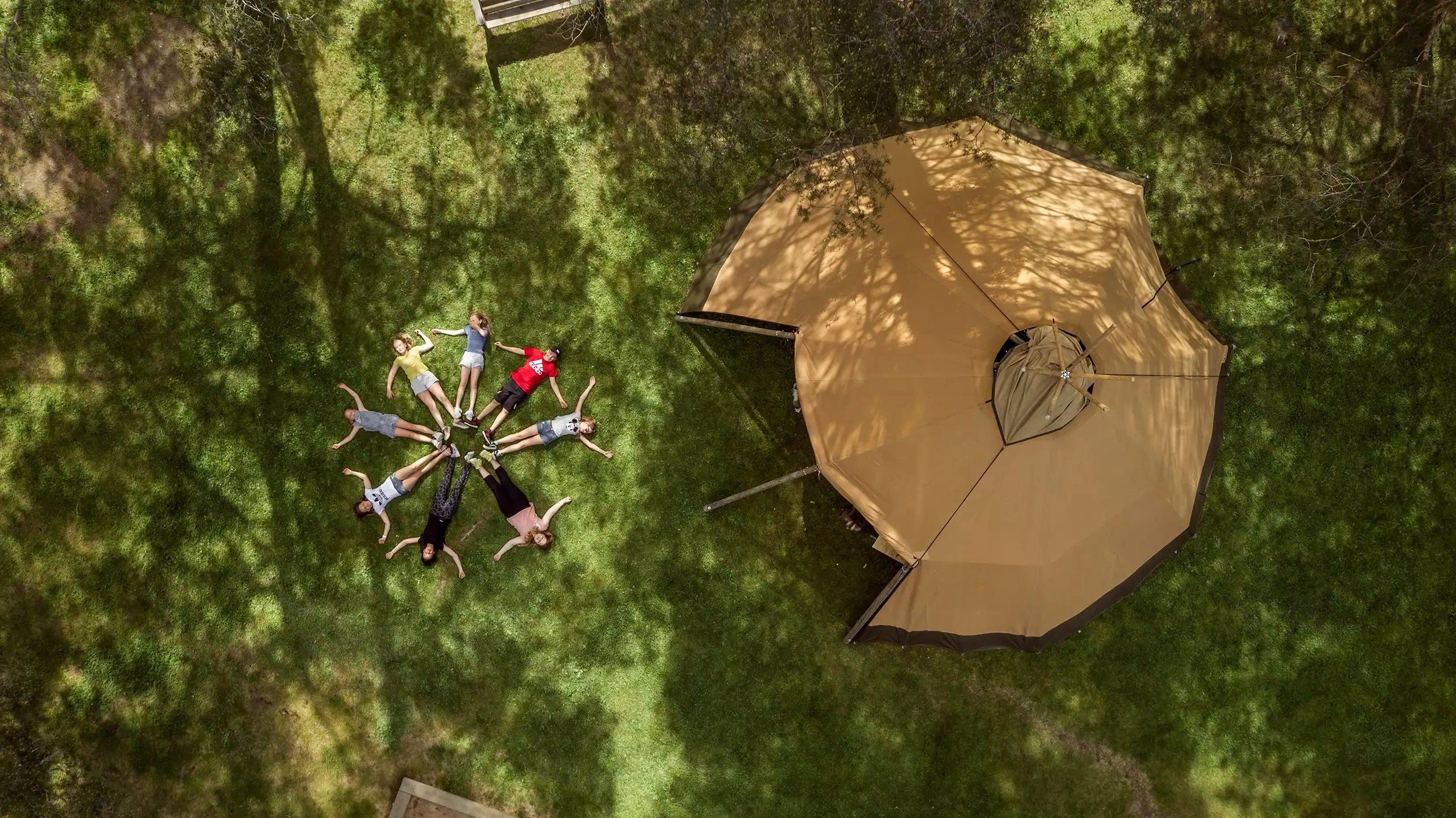 Outdoor classroom with Cirrus 40 canvas event tent Nordic tipi Tentipi