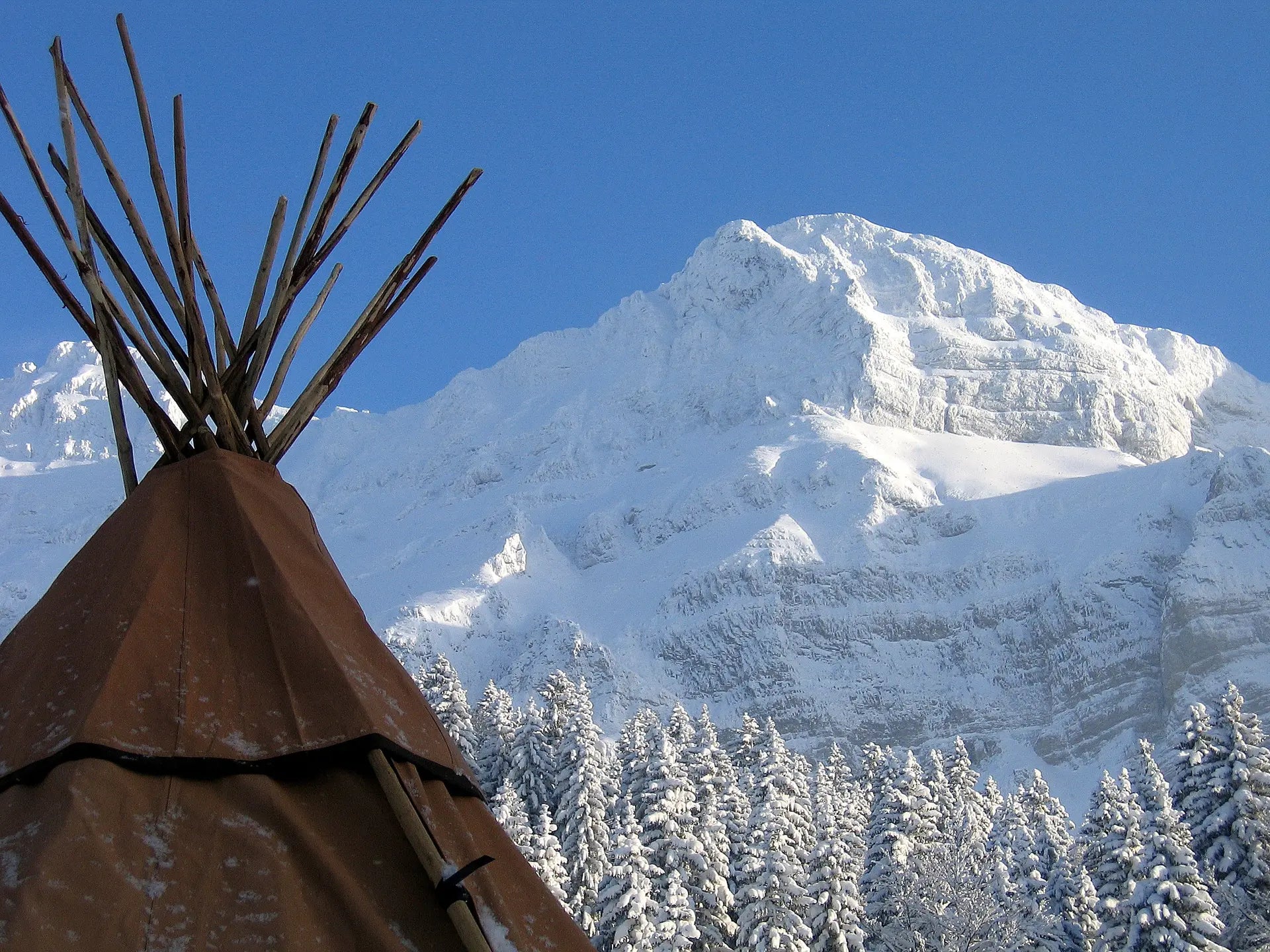 Classic Granit canvas tent in alpine landscape entipi Nordic tipi