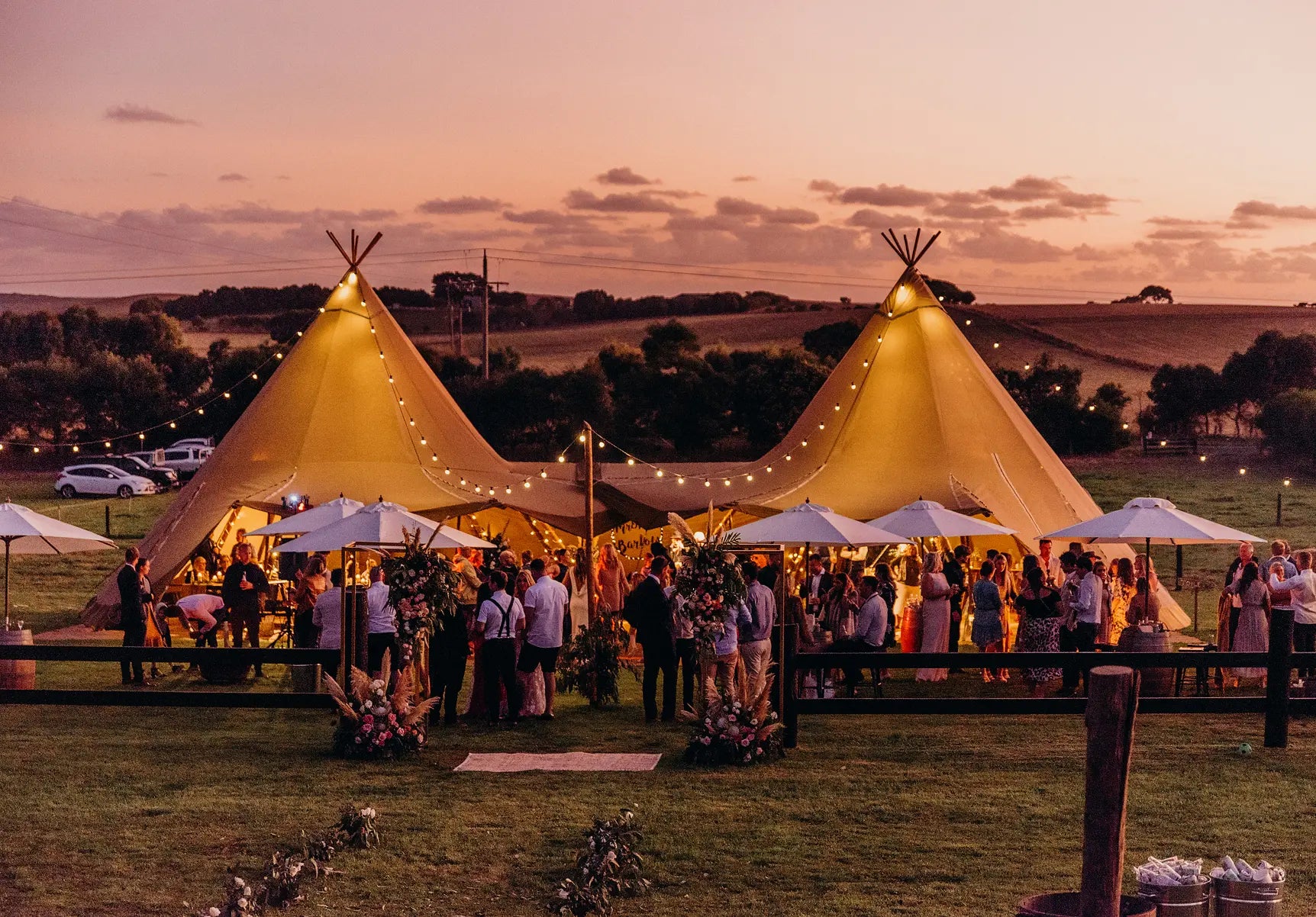 Wedding tent party outdoor by Tierra Events