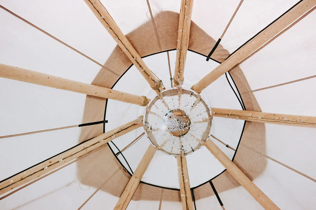 Ventilator cap interior view canvas event tent Nordic tipi from Tentipi