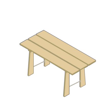 Collapsible table 150, oil-treated