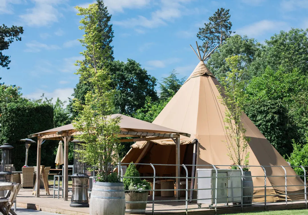Garden area canvas tents at Lovely Pubs