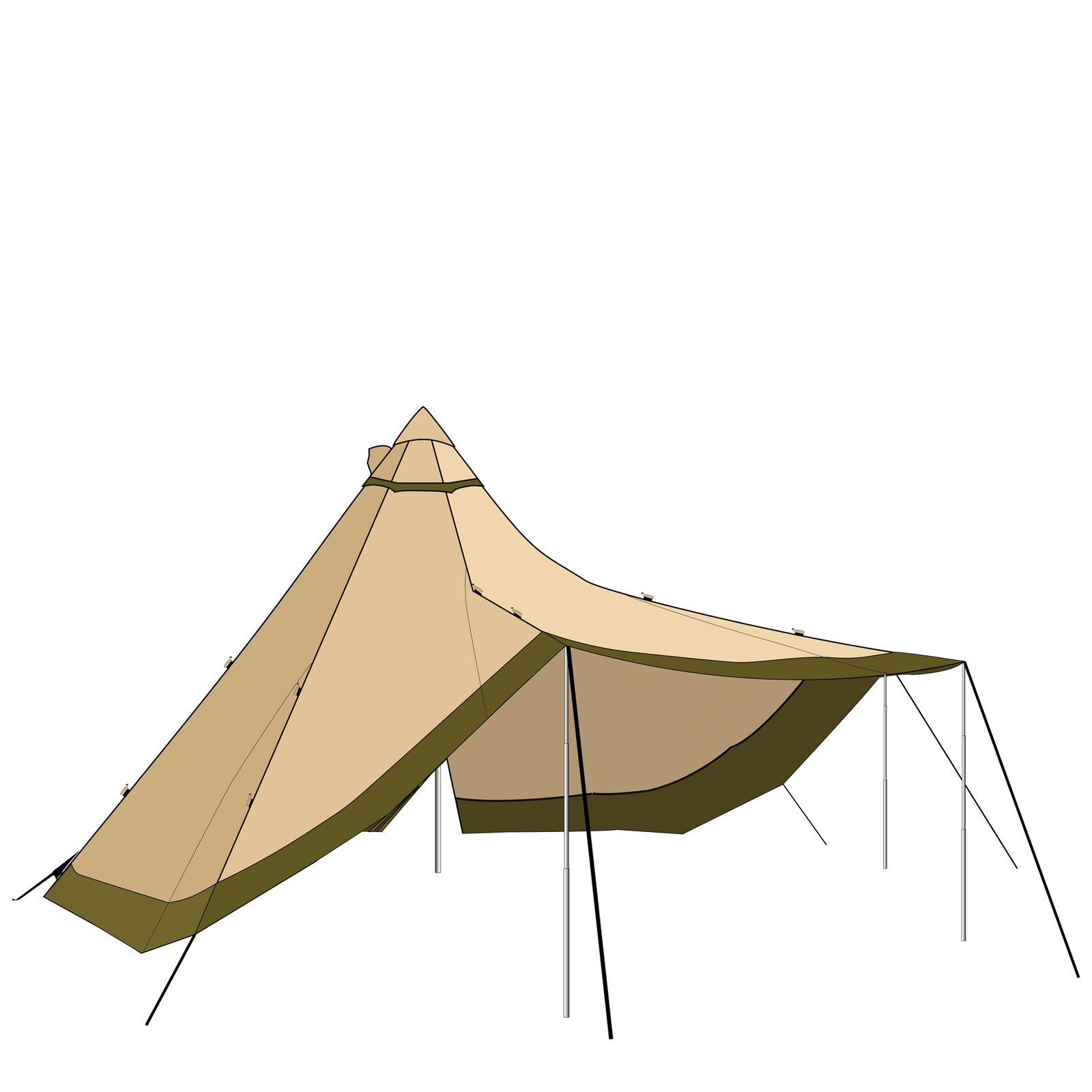 Illustration SafirFlex 9 cp canvas Nordic tipi camping adventure tent 