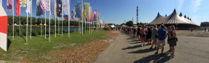 Sunday morning queue outside the festival