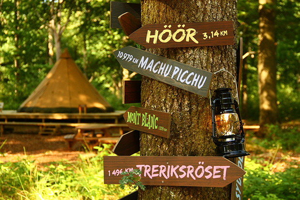 Skånes Djurpark Camp Oak distance sign